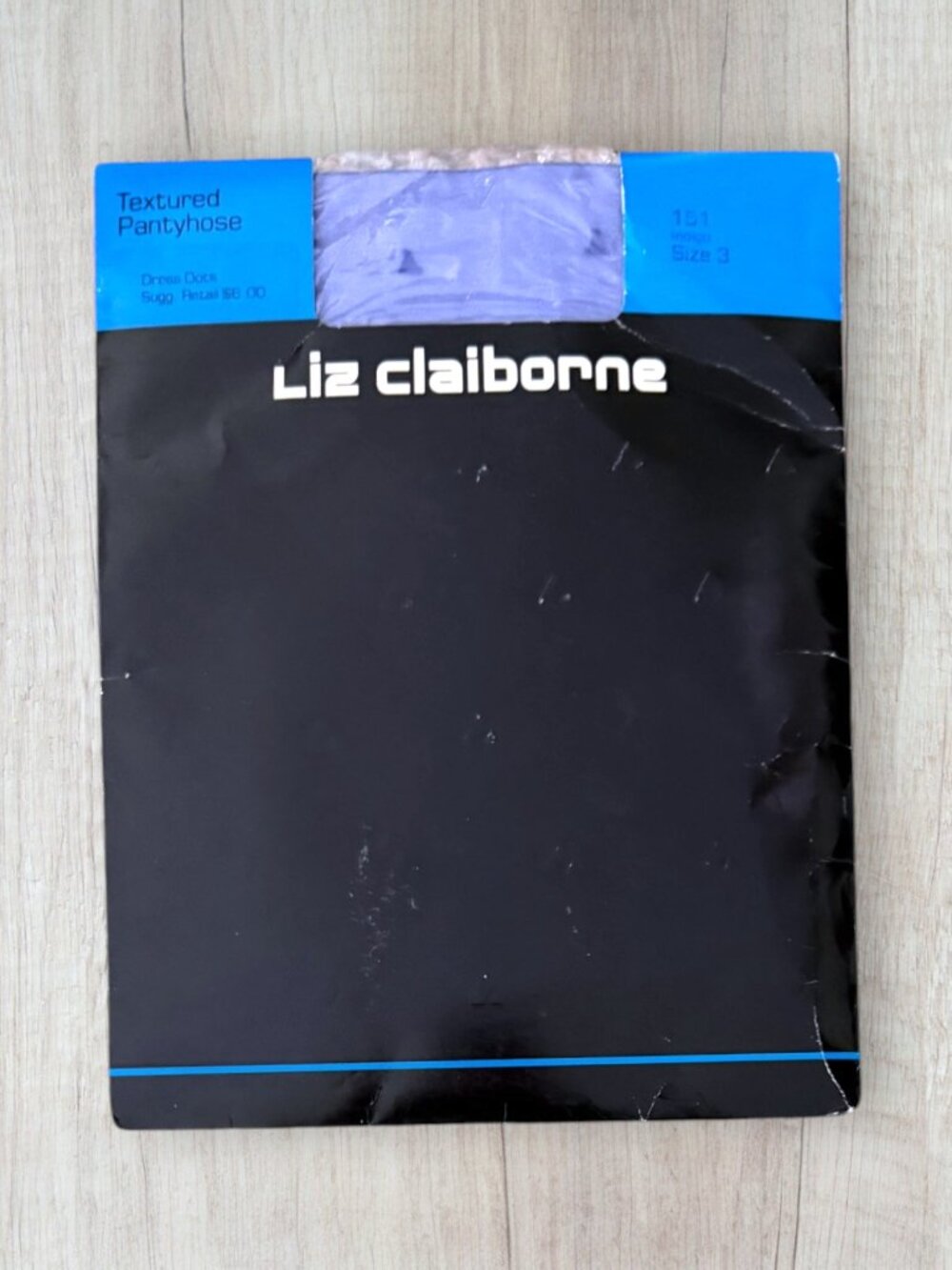 Vintage Liz Claiborne Dress Dots Textured Pantyhose Indigo Blue Size 3 NOS USA